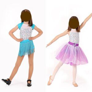 Weissman Dance Costume Small Child 6 6X Blue Purple Sequin Ballet Tap Jazz Dress